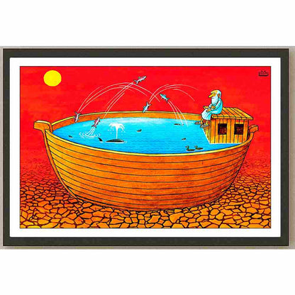 Eshonkulov Maxmudjon Global Warming Kişiye Özel Sertifikalı Sınırlı Fine Art Karikatür Baskı CAD00011