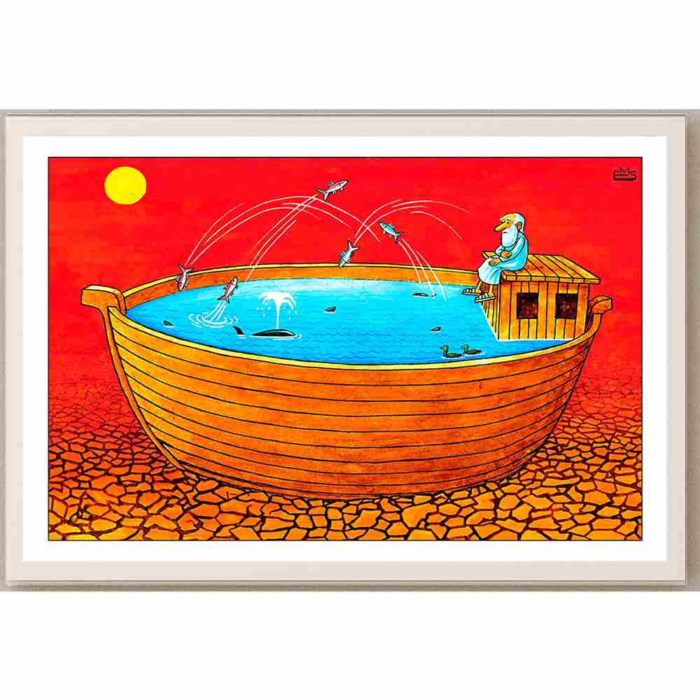 Eshonkulov Maxmudjon Global Warming Kişiye Özel Sertifikalı Sınırlı Fine Art Karikatür Baskı CAD00011