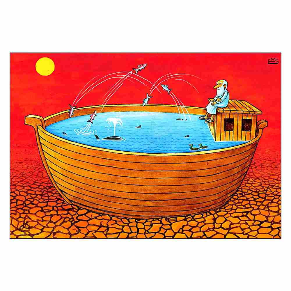 Eshonkulov Maxmudjon Global Warming Kişiye Özel Sertifikalı Sınırlı Fine Art Karikatür Baskı CAD00011