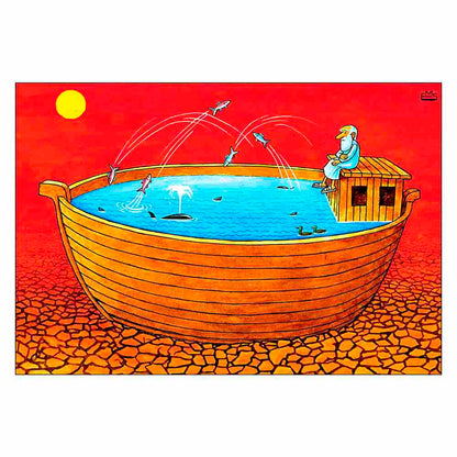 Eshonkulov Maxmudjon Global Warming Kişiye Özel Sertifikalı Sınırlı Fine Art Karikatür Baskı CAD00011