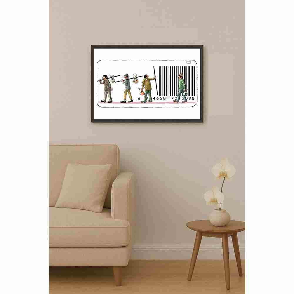 Eshonkulov Maxmudjon Barcode Kişiye Özel Sertifikalı Sınırlı Fine Art Karikatür Baskı CAD00013