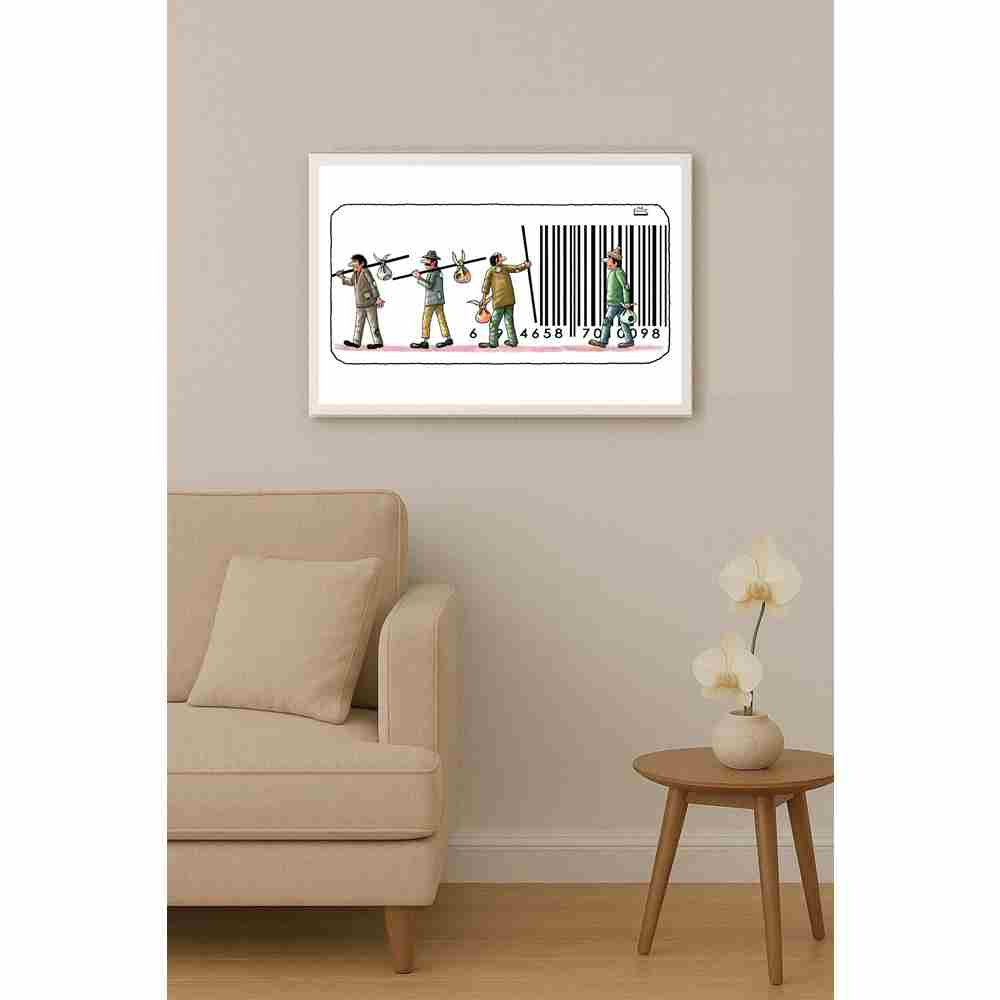 Eshonkulov Maxmudjon Barcode Kişiye Özel Sertifikalı Sınırlı Fine Art Karikatür Baskı CAD00013