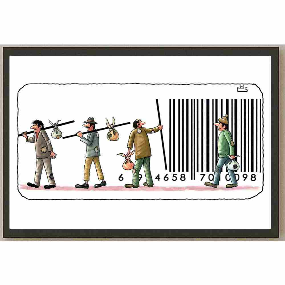 Eshonkulov Maxmudjon Barcode Kişiye Özel Sertifikalı Sınırlı Fine Art Karikatür Baskı CAD00013