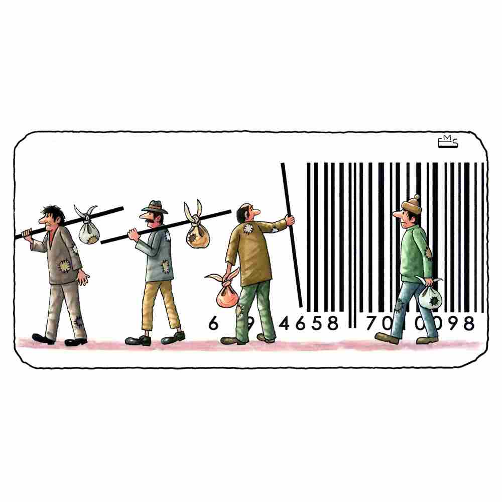 Eshonkulov Maxmudjon Barcode Kişiye Özel Sertifikalı Sınırlı Fine Art Karikatür Baskı CAD00013
