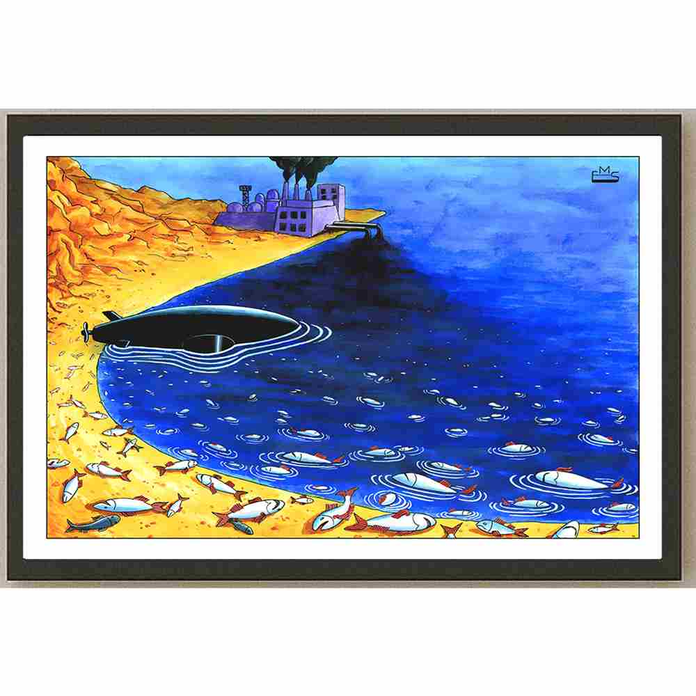 Eshonkulov Maxmudjon Pollution Kişiye Özel Sertifikalı Sınırlı Fine Art Karikatür Baskı CAD00014