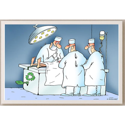 Olexander Dubovskyi Surgical Intervention Kişiye Özel Sertifikalı Sınırlı Fine Art Karikatür Baskı CAD00024