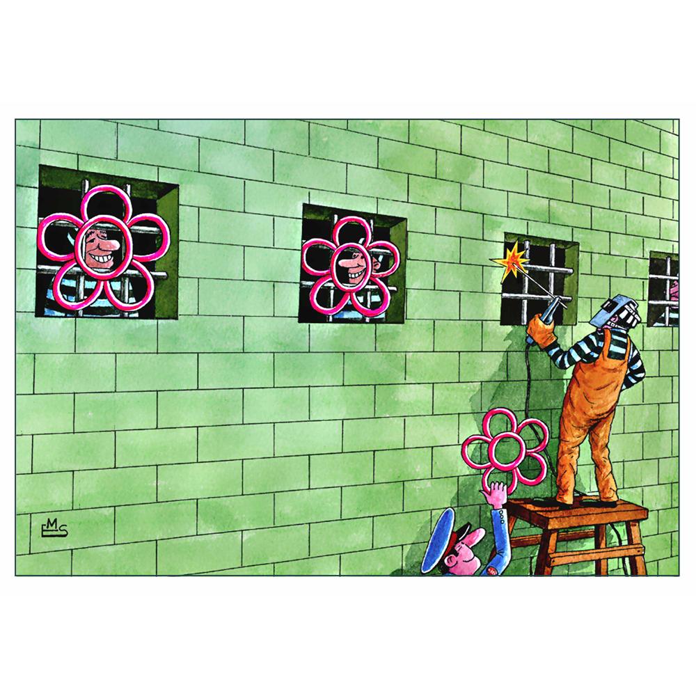 Eshonkulov Maxmudjon In Prison Kişiye Özel Sertifikalı Sınırlı Fine Art Karikatür Baskı CAD00027