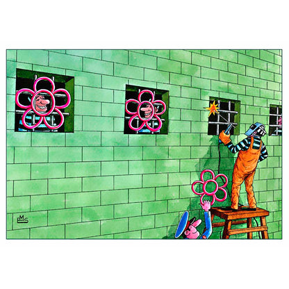 Eshonkulov Maxmudjon In Prison Kişiye Özel Sertifikalı Sınırlı Fine Art Karikatür Baskı CAD00027