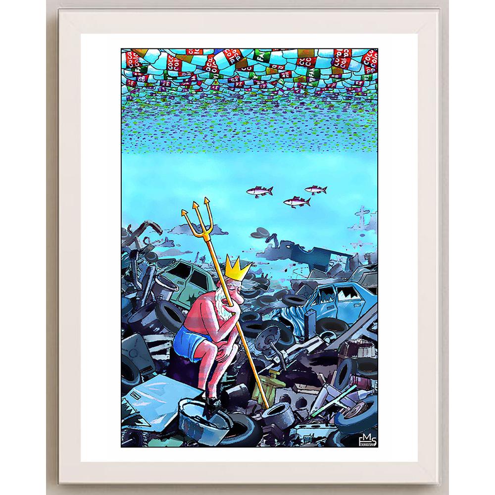 Eshonkulov Maxmudjon Neptun Kişiye Özel Sertifikalı Sınırlı Fine Art Karikatür Baskı CAD00030