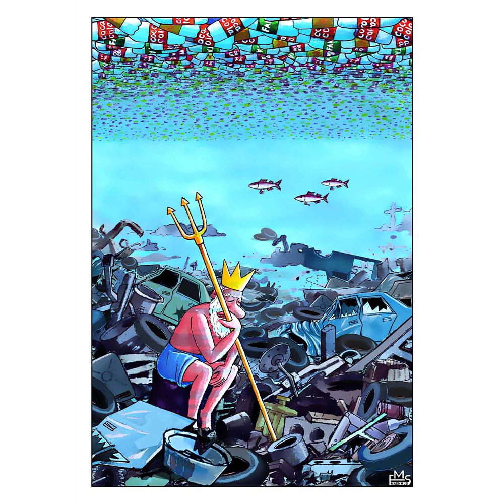 Eshonkulov Maxmudjon Neptun Kişiye Özel Sertifikalı Sınırlı Fine Art Karikatür Baskı CAD00030