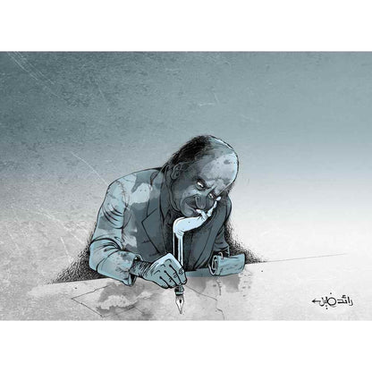 Raed Khalil Kişiye Özel Sertifikalı Sınırlı Fine Art Karikatür Baskı CAD00038