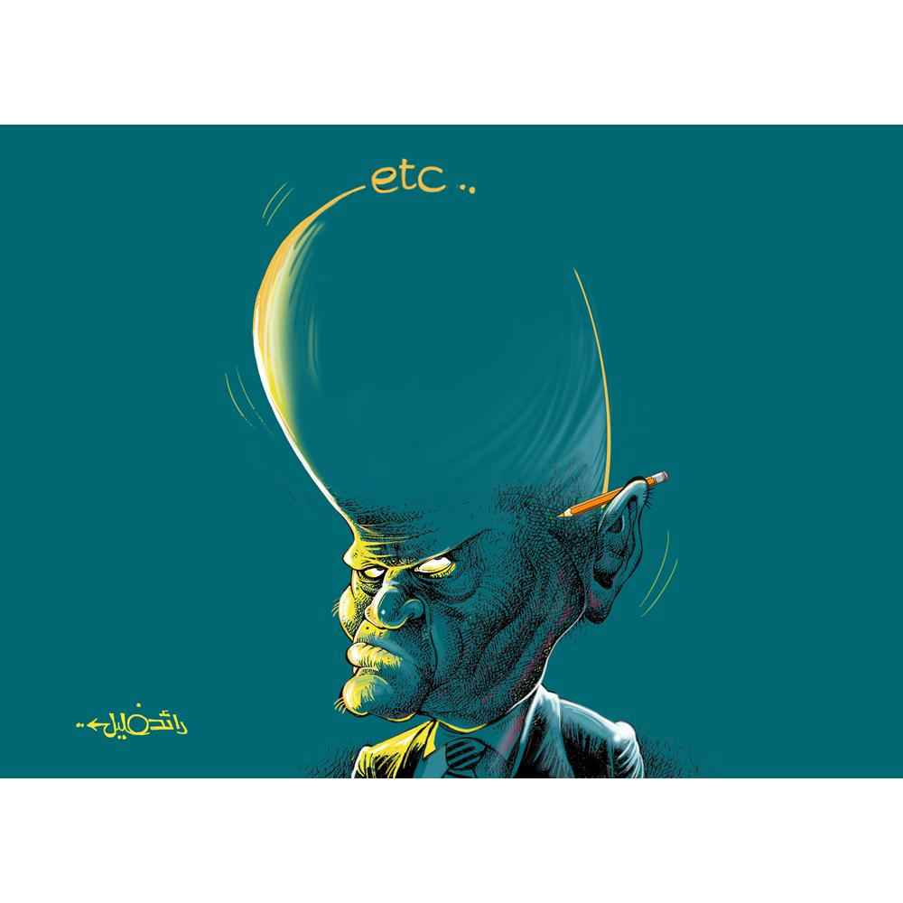 Raed Khalil Kişiye Özel Sertifikalı Sınırlı Fine Art Karikatür Baskı CAD00042