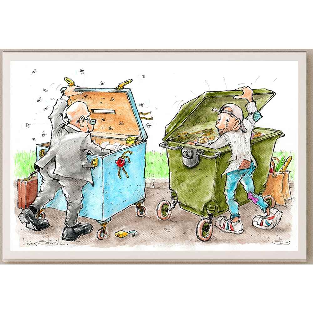 Liviu Stanila Avem de Unde Alege Kişiye Özel Sertifikalı Sınırlı Fine Art Karikatür Baskı CAD00046
