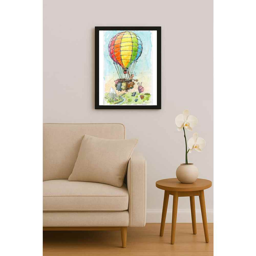 Liviu Stanila Bagaje Balon Kişiye Özel Sertifikalı Sınırlı Fine Art Karikatür Baskı CAD00047