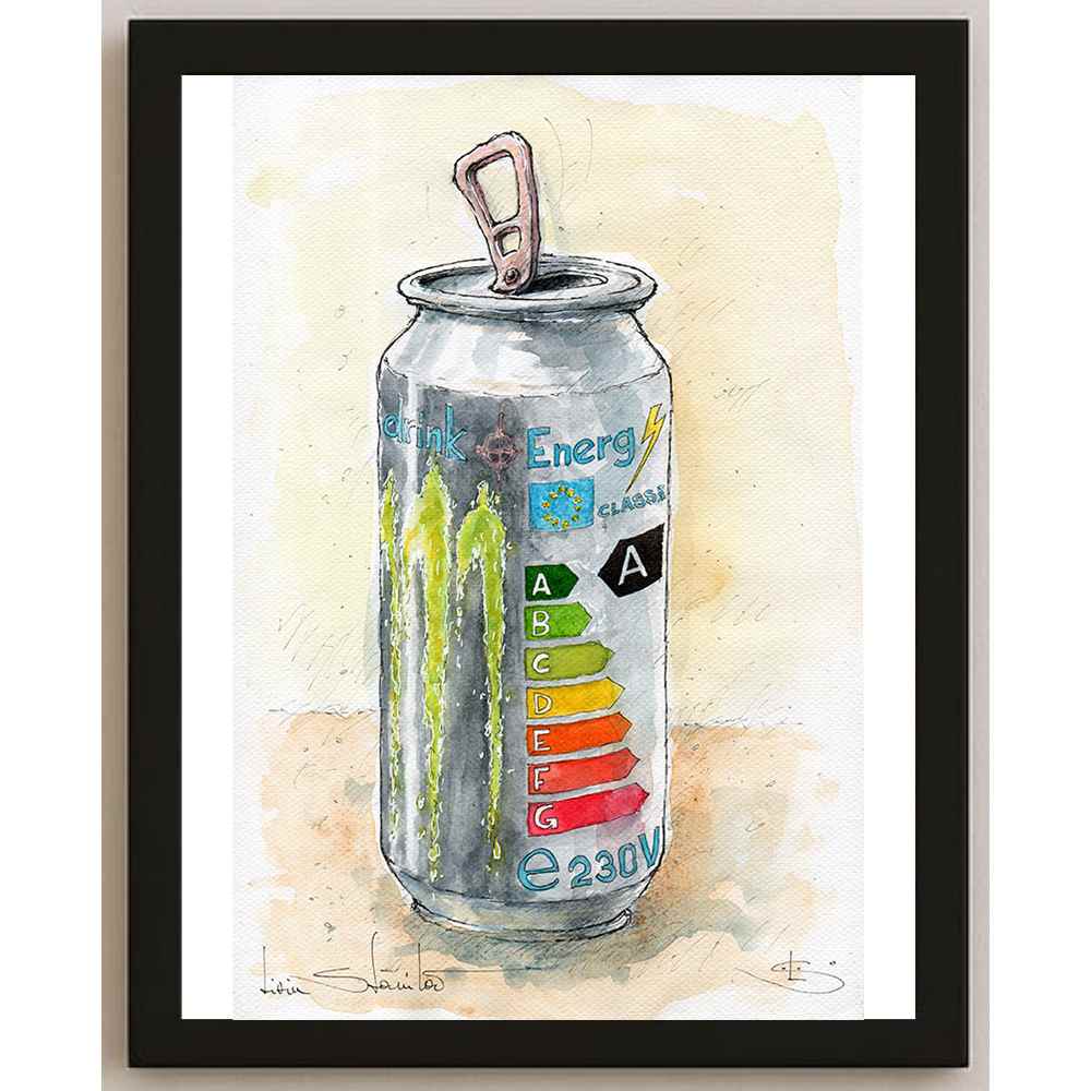 Liviu Stanila Energy Drink Kişiye Özel Sertifikalı Sınırlı Fine Art Karikatür Baskı CAD00049