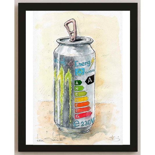 Liviu Stanila Energy Drink Kişiye Özel Sertifikalı Sınırlı Fine Art Karikatür Baskı CAD00049