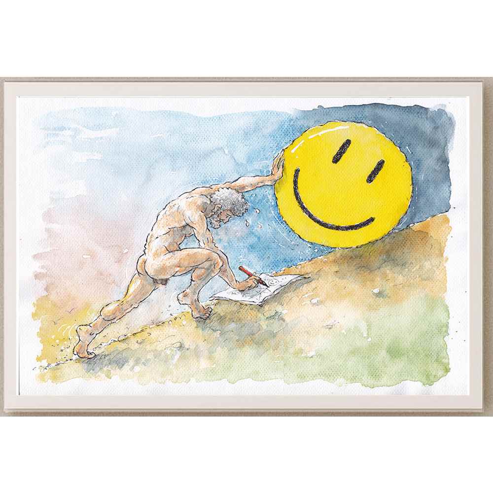 Liviu Stanila Sisif Kişiye Özel Sertifikalı Sınırlı Fine Art Karikatür Baskı CAD00050
