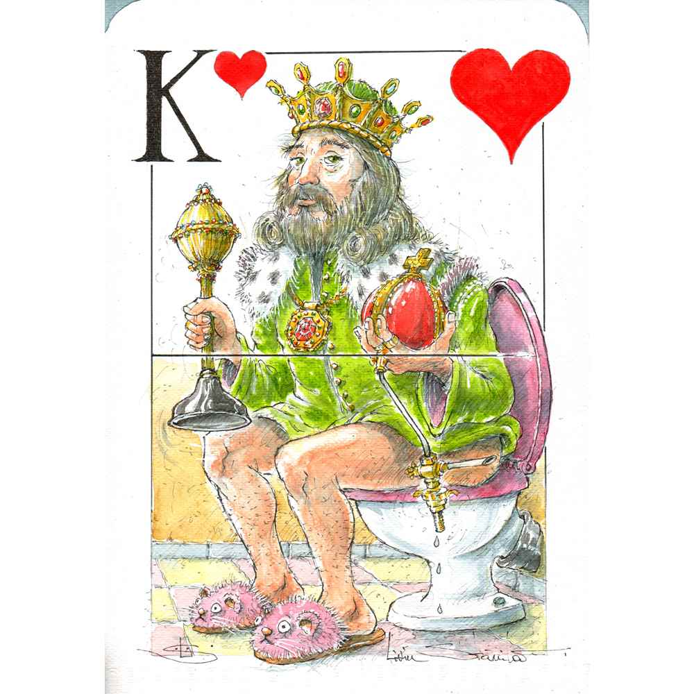 Liviu Stanila Rege de Rosu Kişiye Özel Sertifikalı Sınırlı Fine Art Karikatür Baskı CAD00052
