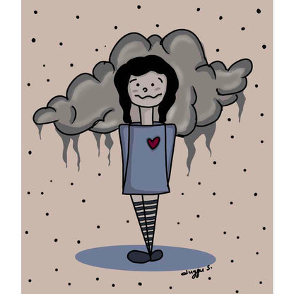 Duygu Sönmez Hayat Bazen Üzgün Kişiye Özel Sertifikalı Sınırlı Fine Art Karikatür Baskı CAD00057