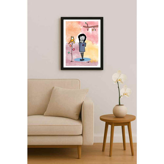 Duygu Sönmez Hayat Bazen Mutlu Kişiye Özel Sertifikalı Sınırlı Fine Art Karikatür Baskı CAD00058