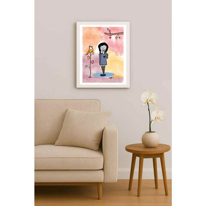 Duygu Sönmez Hayat Bazen Mutlu Kişiye Özel Sertifikalı Sınırlı Fine Art Karikatür Baskı CAD00058