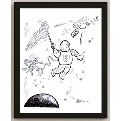 İzel Rozental Uzayda Kişiye Özel Sertifikalı Sınırlı Fine Art Karikatür Baskı CAD00061
