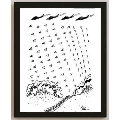 İzel Rozental Bombardıman Kişiye Özel Sertifikalı Sınırlı Fine Art Karikatür Baskı CAD00063