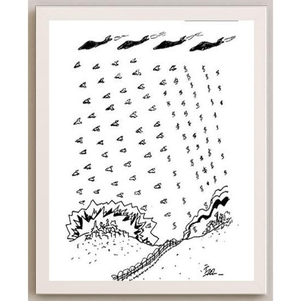 İzel Rozental Bombardıman Kişiye Özel Sertifikalı Sınırlı Fine Art Karikatür Baskı CAD00063
