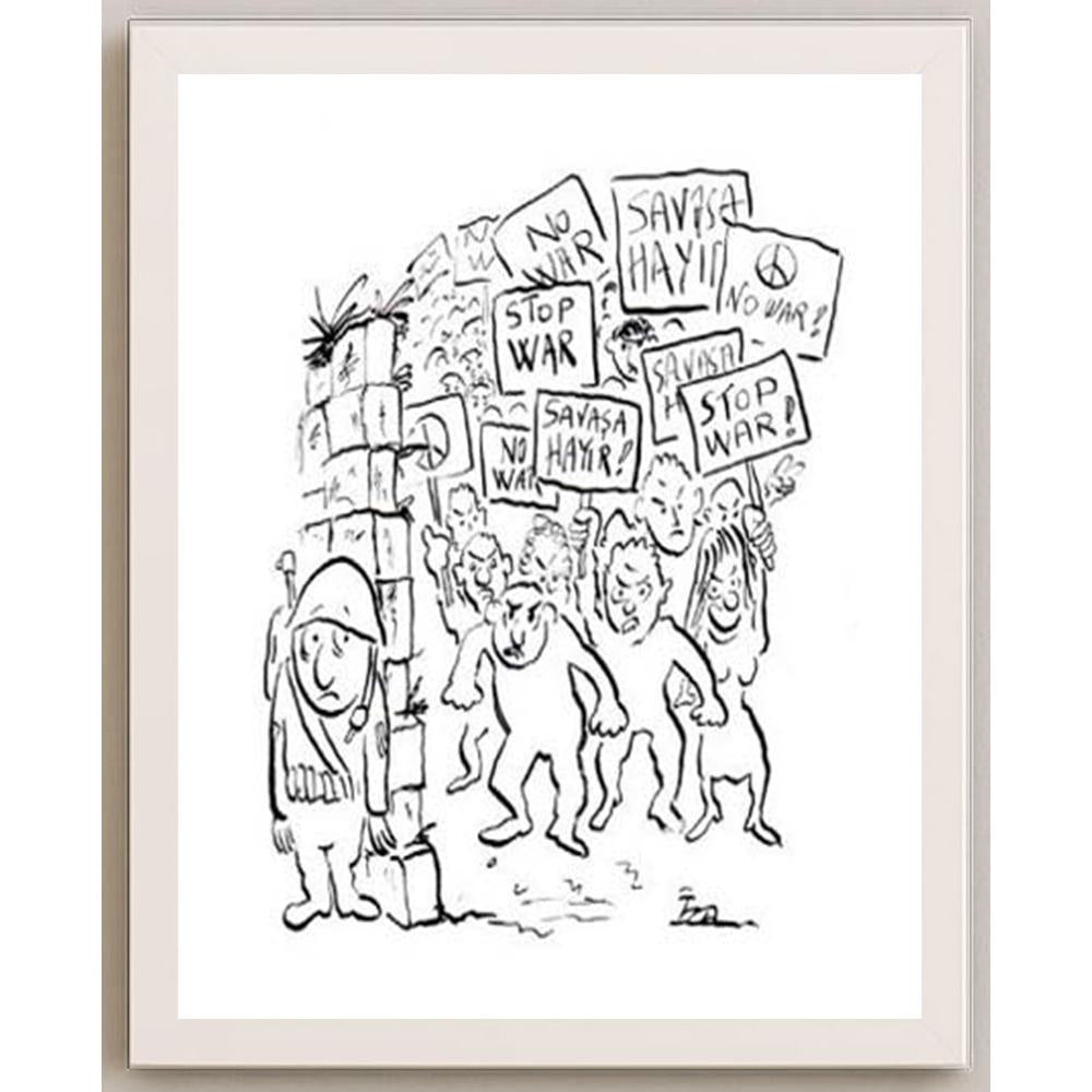 İzel Rozental Stop War Kişiye Özel Sertifikalı Sınırlı Fine Art Karikatür Baskı CAD00065