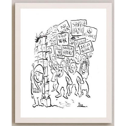 İzel Rozental Stop War Kişiye Özel Sertifikalı Sınırlı Fine Art Karikatür Baskı CAD00065