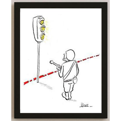 İzel Rozental Trafik lambasi Kişiye Özel Sertifikalı Sınırlı Fine Art Karikatür Baskı CAD00068