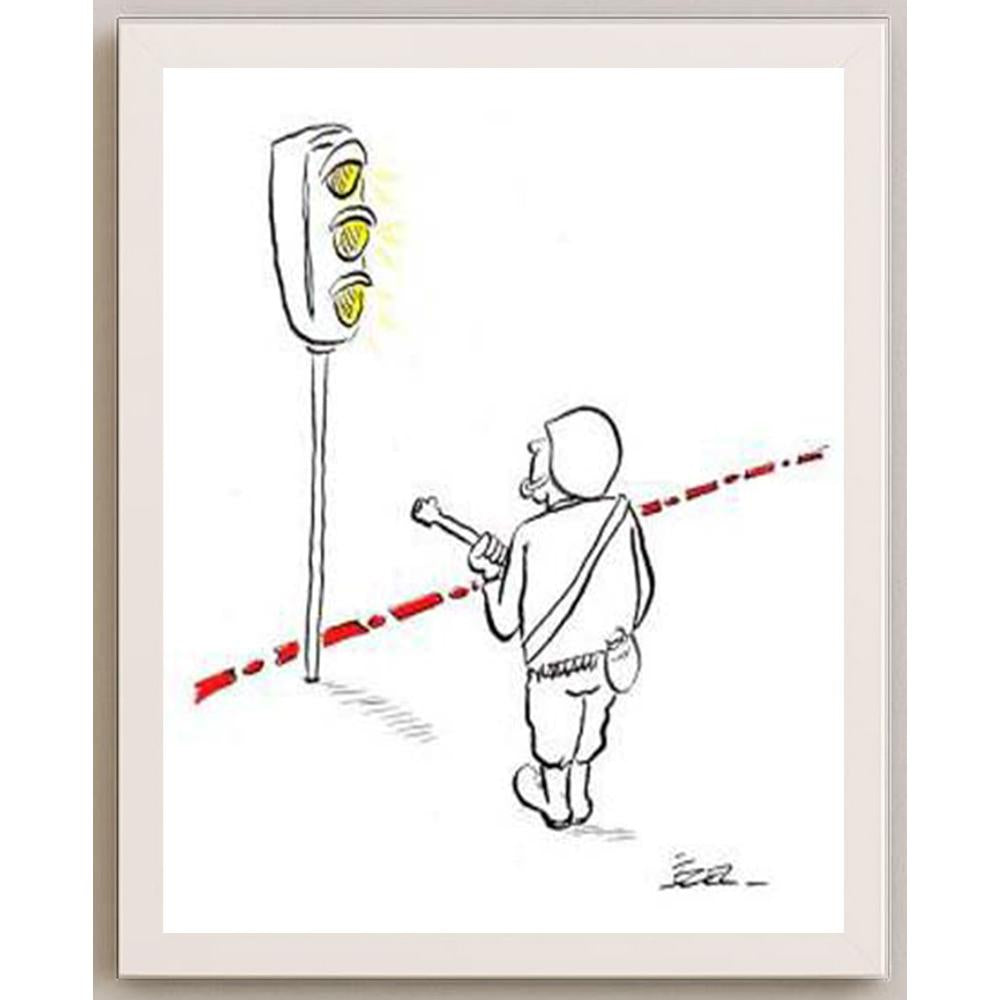 İzel Rozental Trafik lambasi Kişiye Özel Sertifikalı Sınırlı Fine Art Karikatür Baskı CAD00068