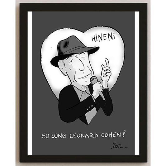 İzel Rozental Leonard Cohen Kişiye Özel Sertifikalı Sınırlı Fine Art Karikatür Baskı CAD00074