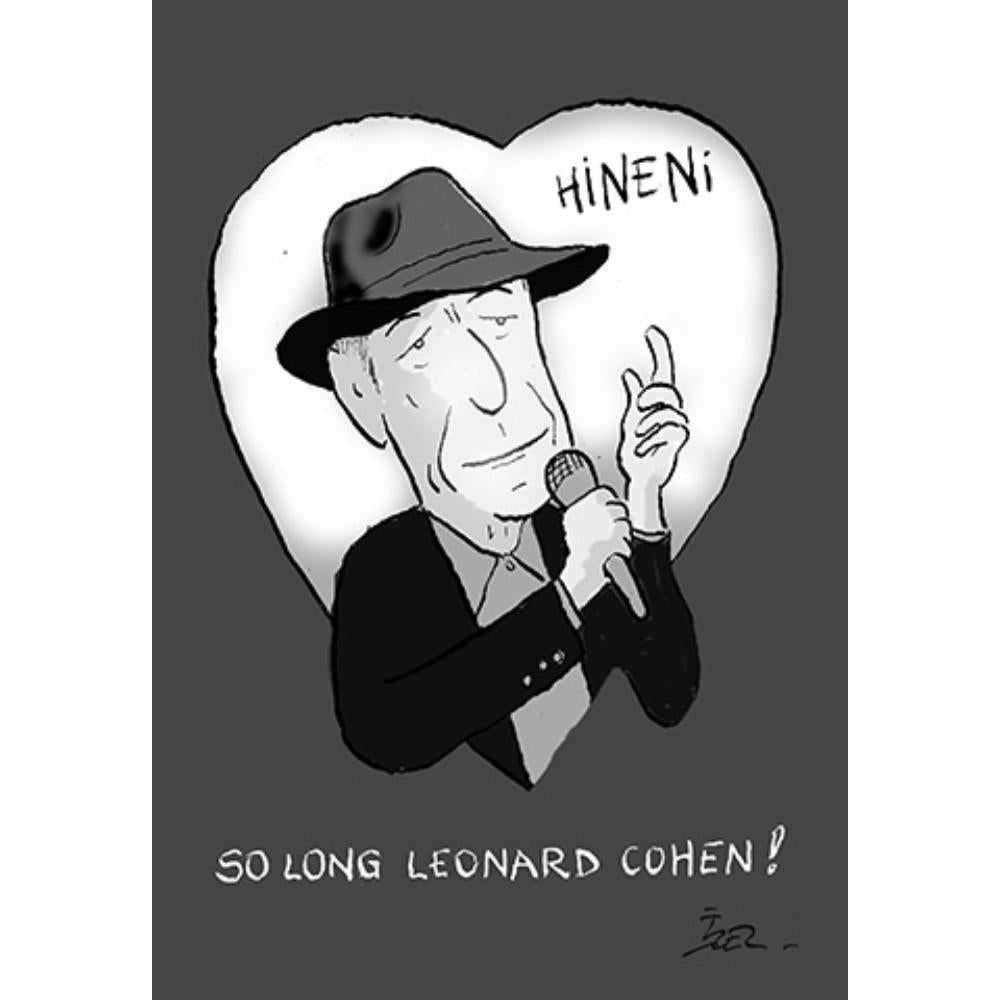 İzel Rozental Leonard Cohen Kişiye Özel Sertifikalı Sınırlı Fine Art Karikatür Baskı CAD00074