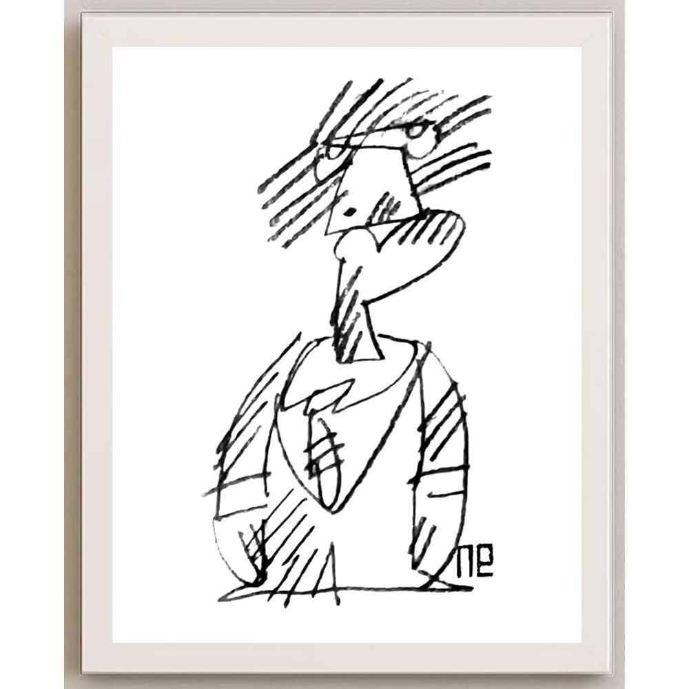 Nezih Danyal Tipler Kişiye Özel Sertifikalı Sınırlı Fine Art Karikatür Baskı NTP00199
