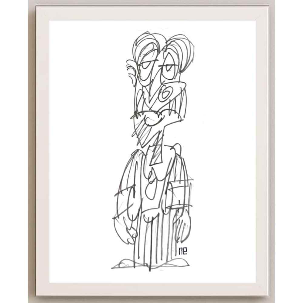Nezih Danyal Tipler Kişiye Özel Sertifikalı Sınırlı Fine Art Karikatür Baskı NTP00282