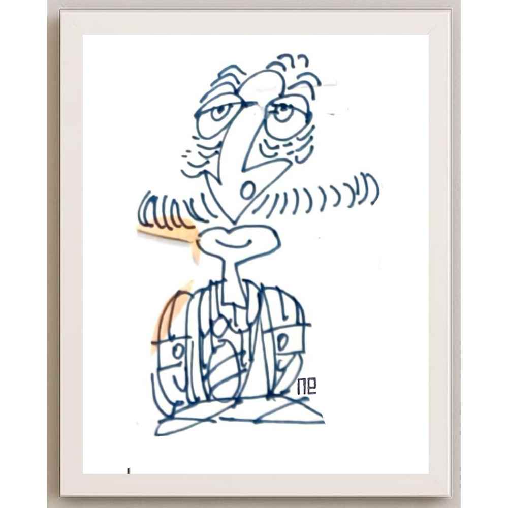 Nezih Danyal Tipler Kişiye Özel Sertifikalı Sınırlı Fine Art Karikatür Baskı NTP00295