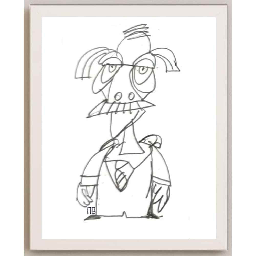 Nezih Danyal Tipler Kişiye Özel Sertifikalı Sınırlı Fine Art Karikatür Baskı NTP00306