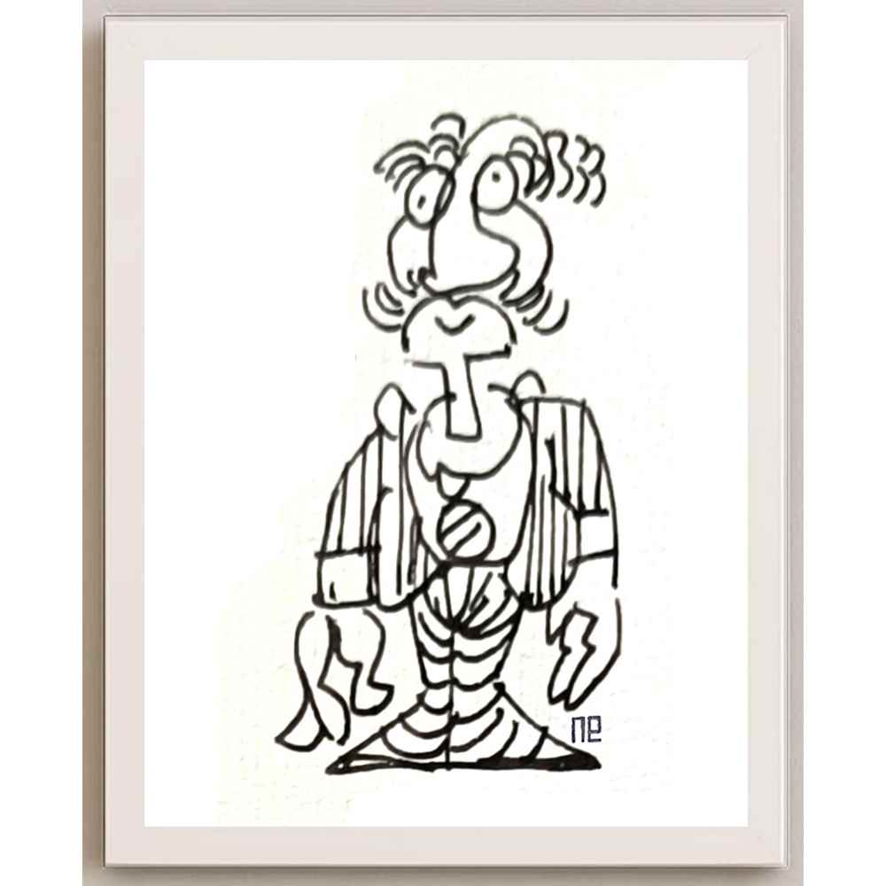 Nezih Danyal Tipler Kişiye Özel Sertifikalı Sınırlı Fine Art Karikatür Baskı NTP00357