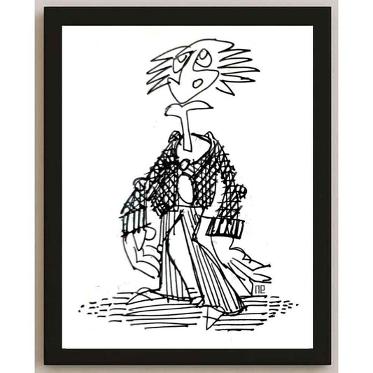 Nezih Danyal Tipler Kişiye Özel Sertifikalı Sınırlı Fine Art Karikatür Baskı NTP00420
