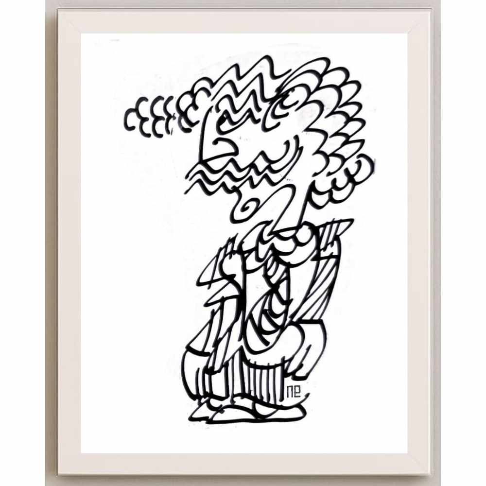 Nezih Danyal Tipler Kişiye Özel Sertifikalı Sınırlı Fine Art Karikatür Baskı NTP01038