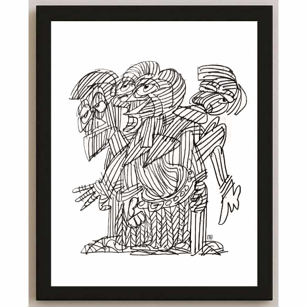 Nezih Danyal Tipler Kişiye Özel Sertifikalı Sınırlı Fine Art Karikatür Baskı NTP01744