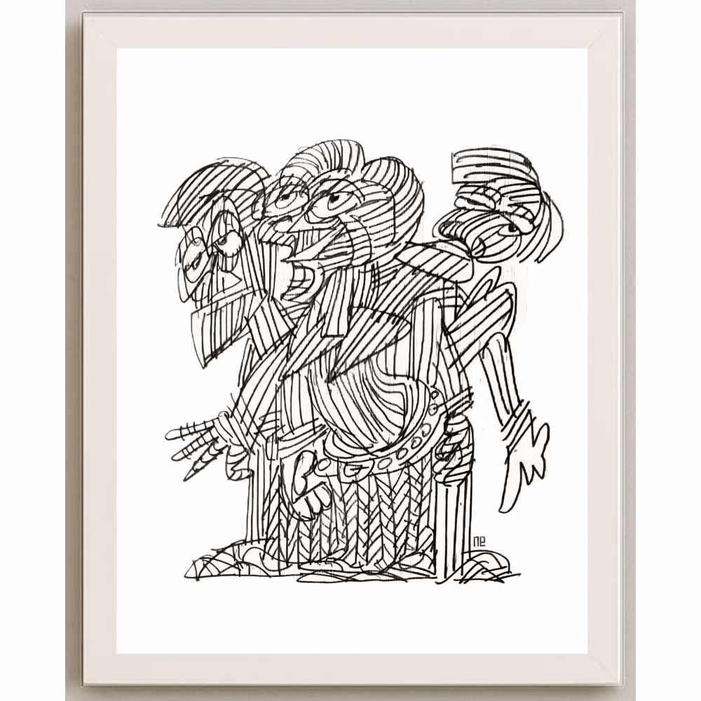 Nezih Danyal Tipler Kişiye Özel Sertifikalı Sınırlı Fine Art Karikatür Baskı NTP01744